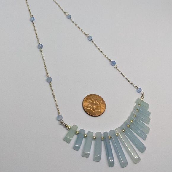 Handmade Blue Quartz & Sterling Silver Necklace - Picture 4 of 7